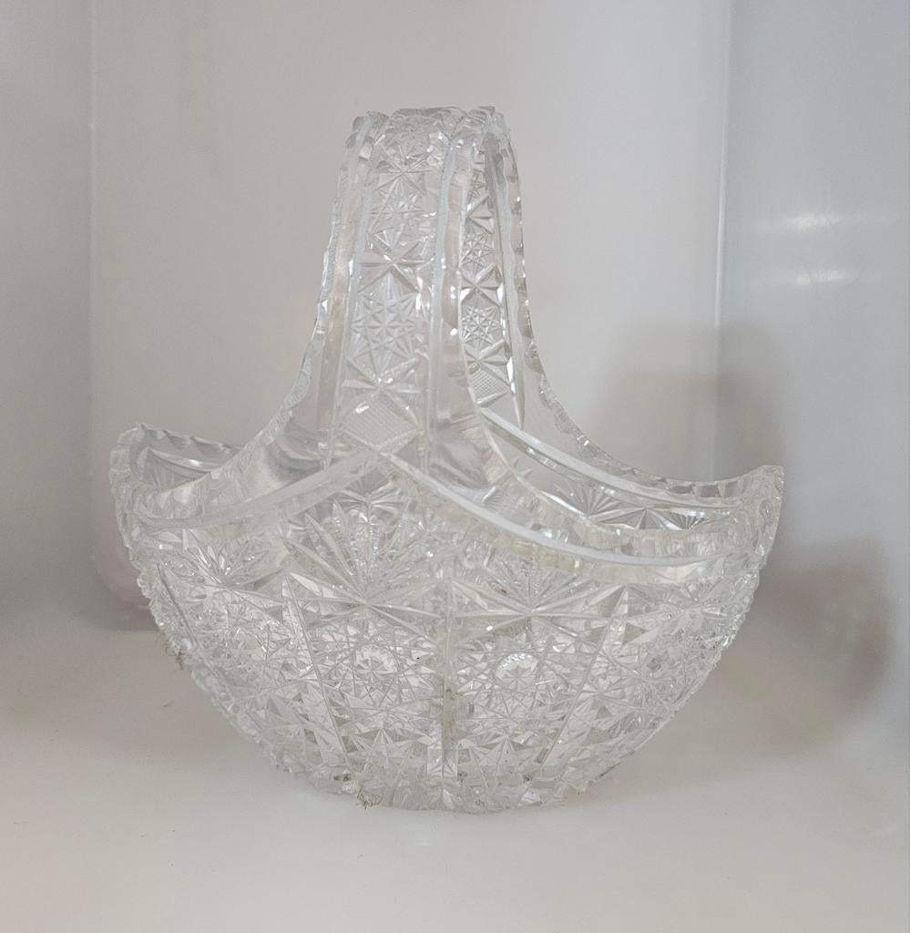 Pools kristal geslepen mandje, Antiek en Kunst, Antiek | Glaswerk en Kristal, Ophalen of Verzenden