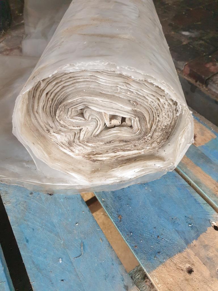 Film plastique pour sous chape beton, Enlèvement, Utilisé