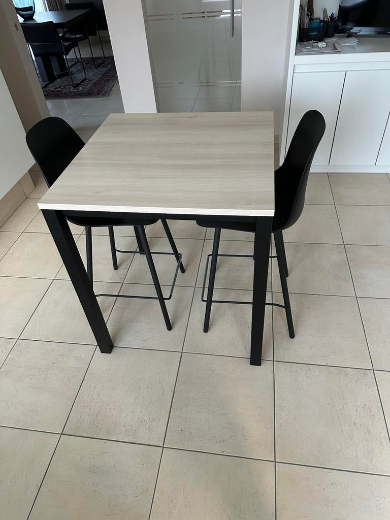 Hoge tafel(80+80) met 2 hoge stoelen, Ophalen, Zo goed als nieuw