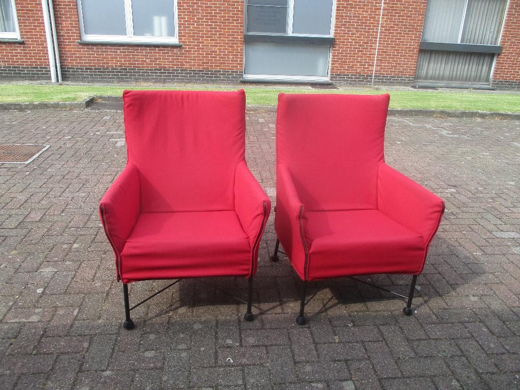 2 fauteuils "Charly" G. Van den Berg, Maison & Meubles, Fauteuils, Comme neuf, Bois, Métal, 50 à 75 cm, Enlèvement