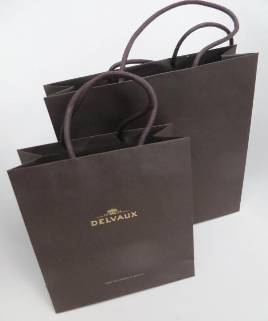 Sacs en papier Delvaux imprimés dorés, Enlèvement ou Envoi, Utilisé, Emballage