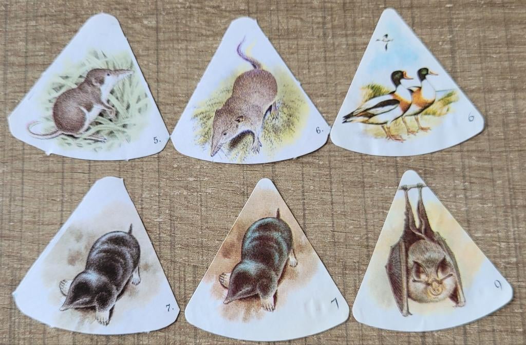 6 mini prentjes: dieren (Kraft smeerkaas), Ophalen of Verzenden, Zo goed als nieuw, Dier, Prent
