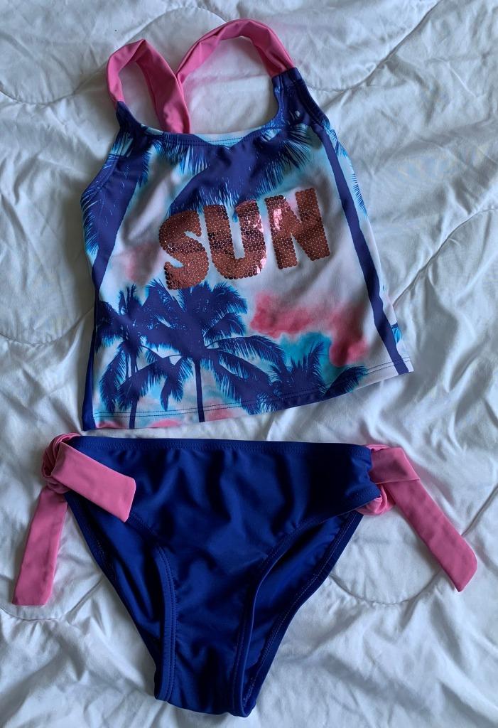 Tankini blauw/roze met haltertop Bon Prix maat 128/134, Kinderen en Baby's, Kinderkleding | Kinder-zwemkleding, Gebruikt, Tankini