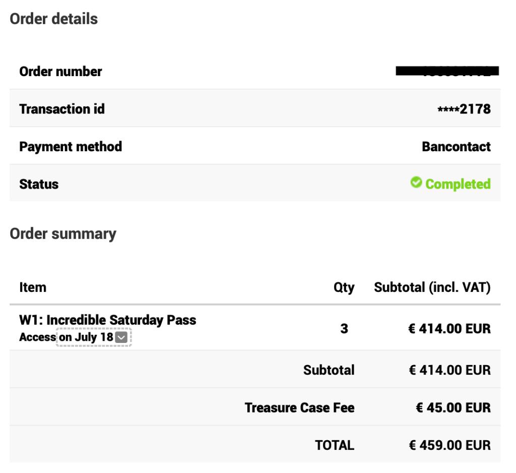 Tomorrowland ticket W1 zaterdag ruilen voor W2 zaterdag, Eén persoon