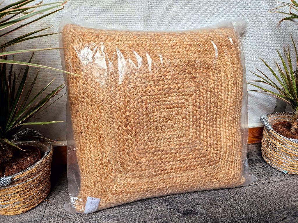 Très grand coussin osier / jonc de mer NEUF, Maison & Meubles, Enlèvement, Neuf, Beige, Carré