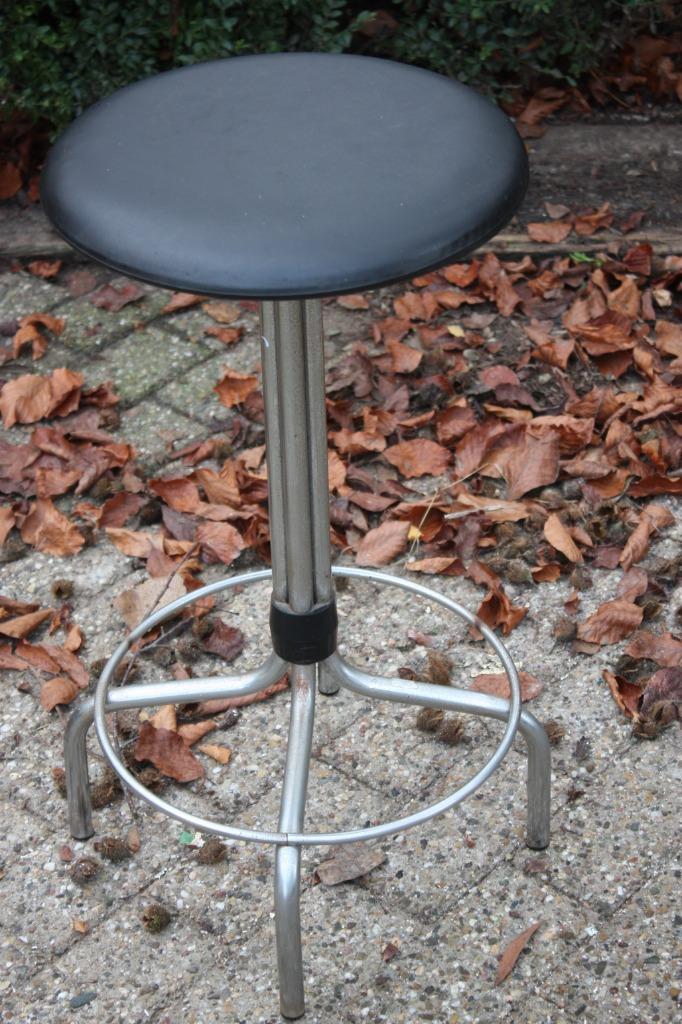 Retro vintage brabantia kruk zwarte skai, Ophalen of Verzenden
