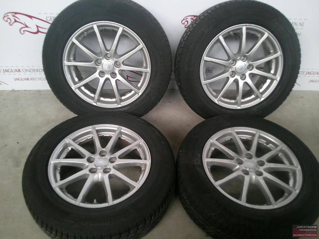 17″  Jaguar XF Cali Velgen set met Dunlop winterbanden, Ophalen of Verzenden, Gebruikt, Personenwagen, Velg(en)