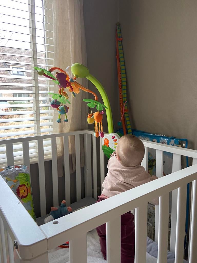 Babypark +mobiel + zijkussens + matras, Ophalen, In hoogte verstelbaar