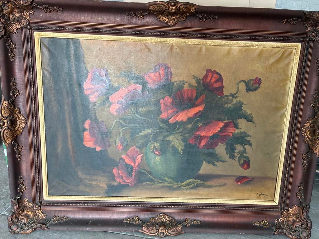 Prachtig schilderij klaprozen, Antiek en Kunst, Ophalen