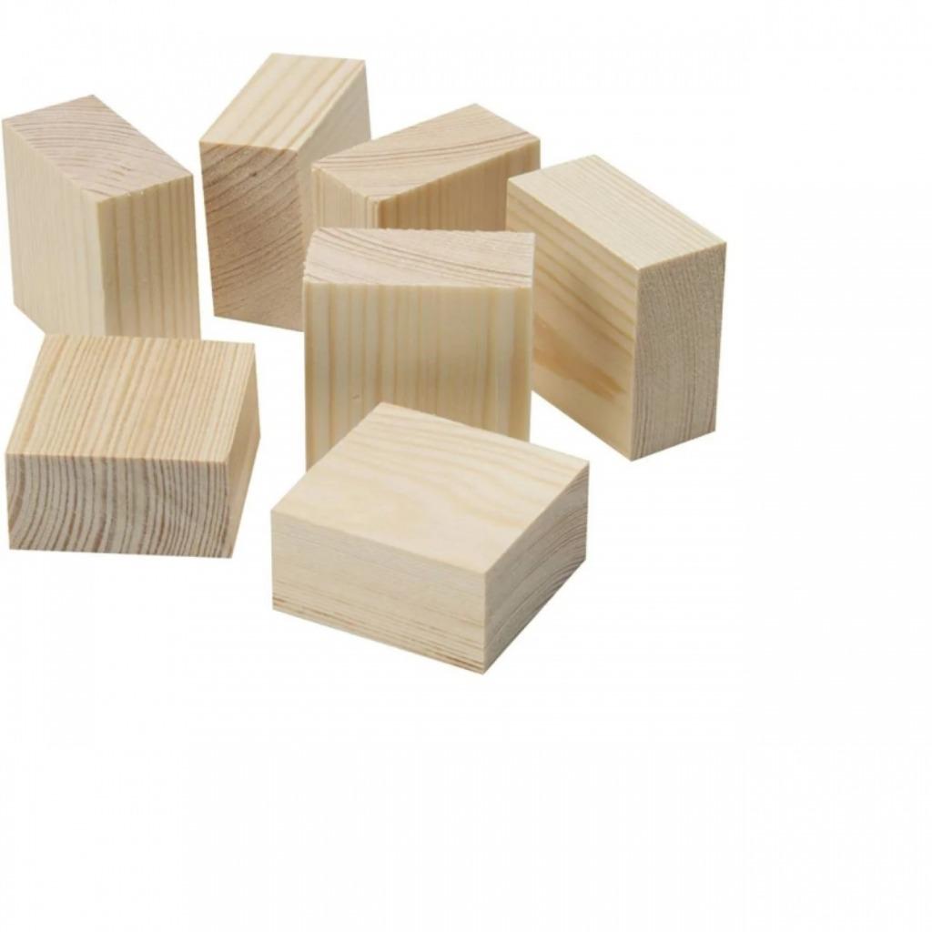 KLEINE BLANCO HOUTEN BLOKJES 4X4X2CM - 50 STUKS, Verzenden, Nieuw