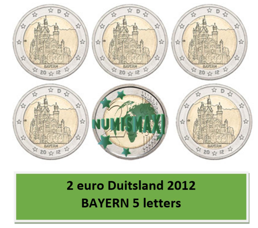 2 euros Allemagne 2012 Bayern 5 lettres, Enlèvement ou Envoi, Allemagne, 2 euros