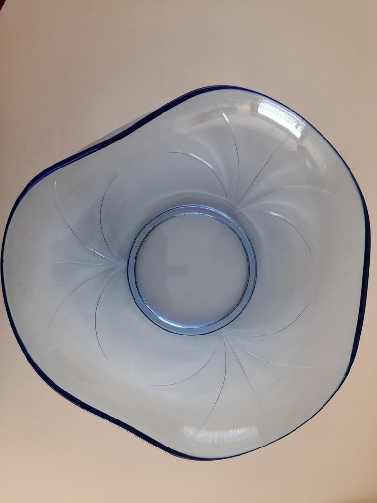 Vintage blauwe glazen schaal, Ophalen of Verzenden