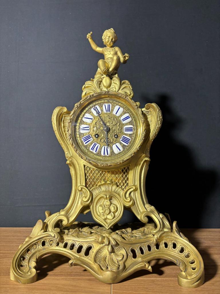 (48) Antieke Franse Bronzen Rococo Stijl Pendule ca.1880, Enlèvement ou Envoi
