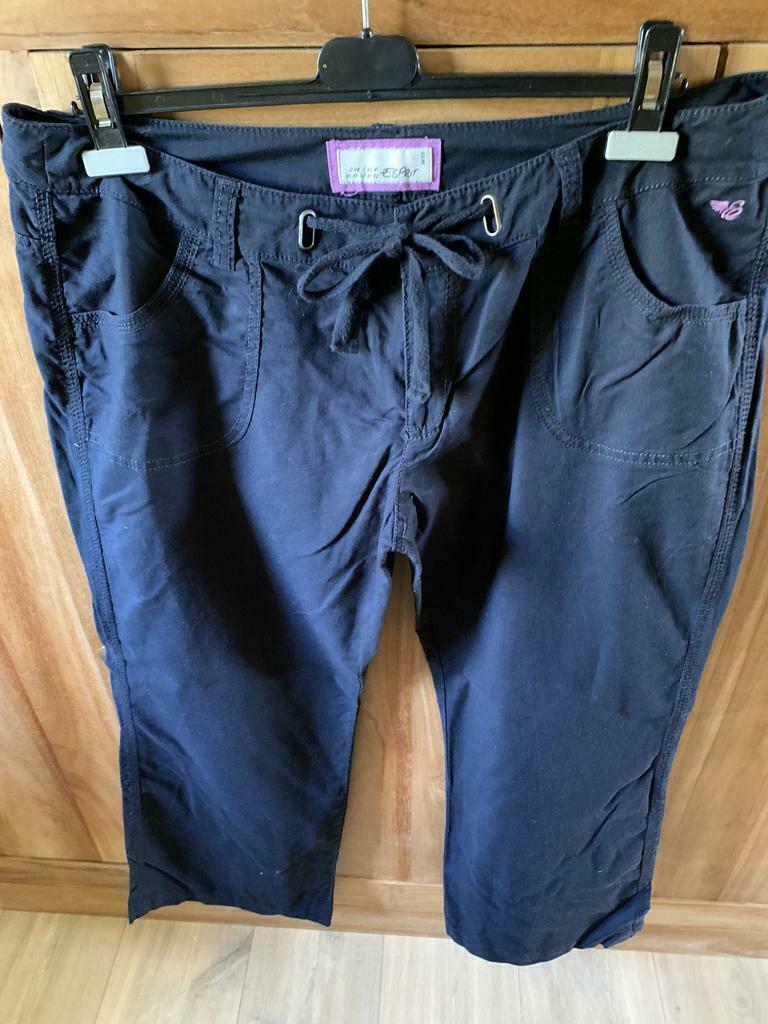 Pantalon Esprit  en lin bleu marine, Comme neuf, Bleu