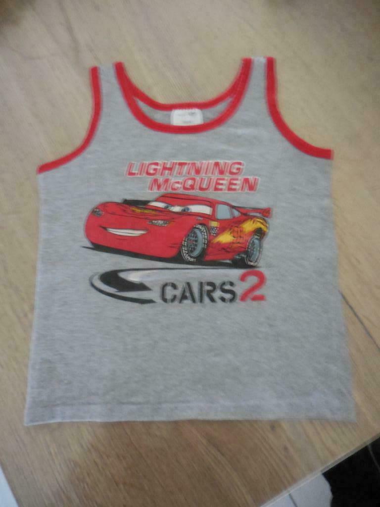 Grijs onderhemdje cars Disney Bliksem McQueen maat 116 / 122, Ophalen of Verzenden, Zo goed als nieuw, Cars