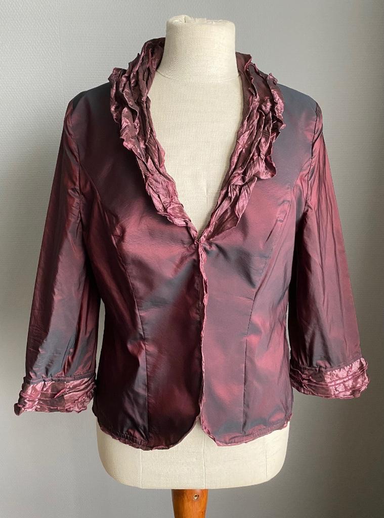 Bordeaux-zwarte blouse Vera Mont maat 40, Vera Mont, Verzenden, Zo goed als nieuw, Maat 38/40 (M)
