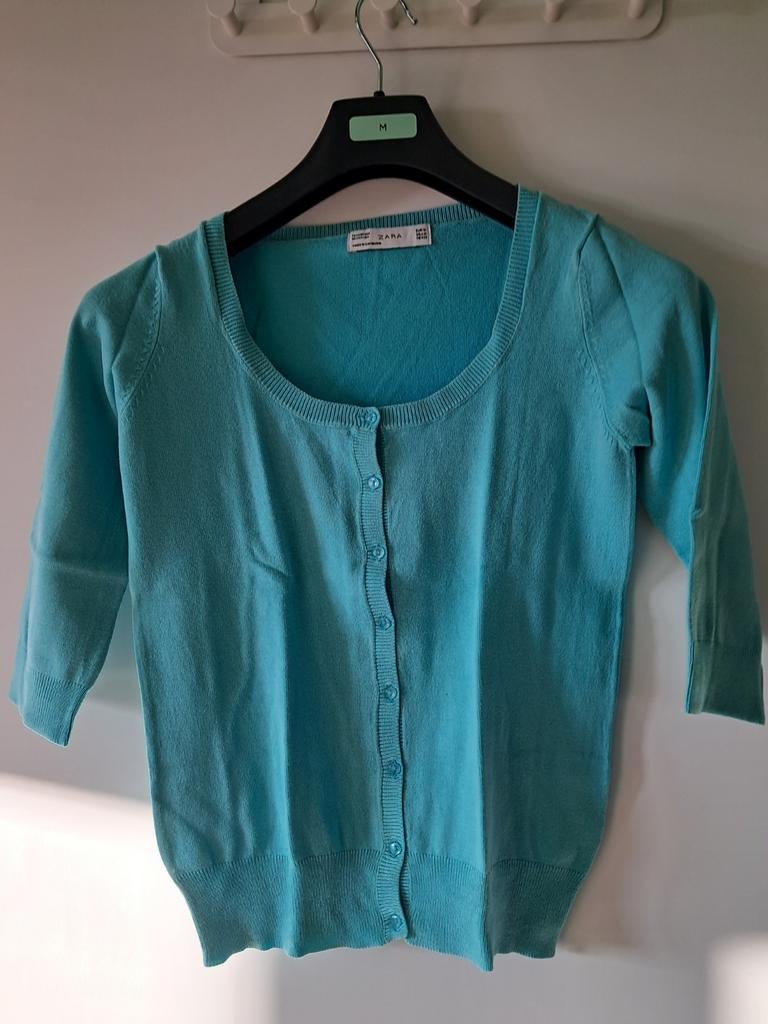 Gilet Turquoise Zara manches 3/4 taille M, Zara, Enlèvement ou Envoi, Comme neuf, Taille 38/40 (M)