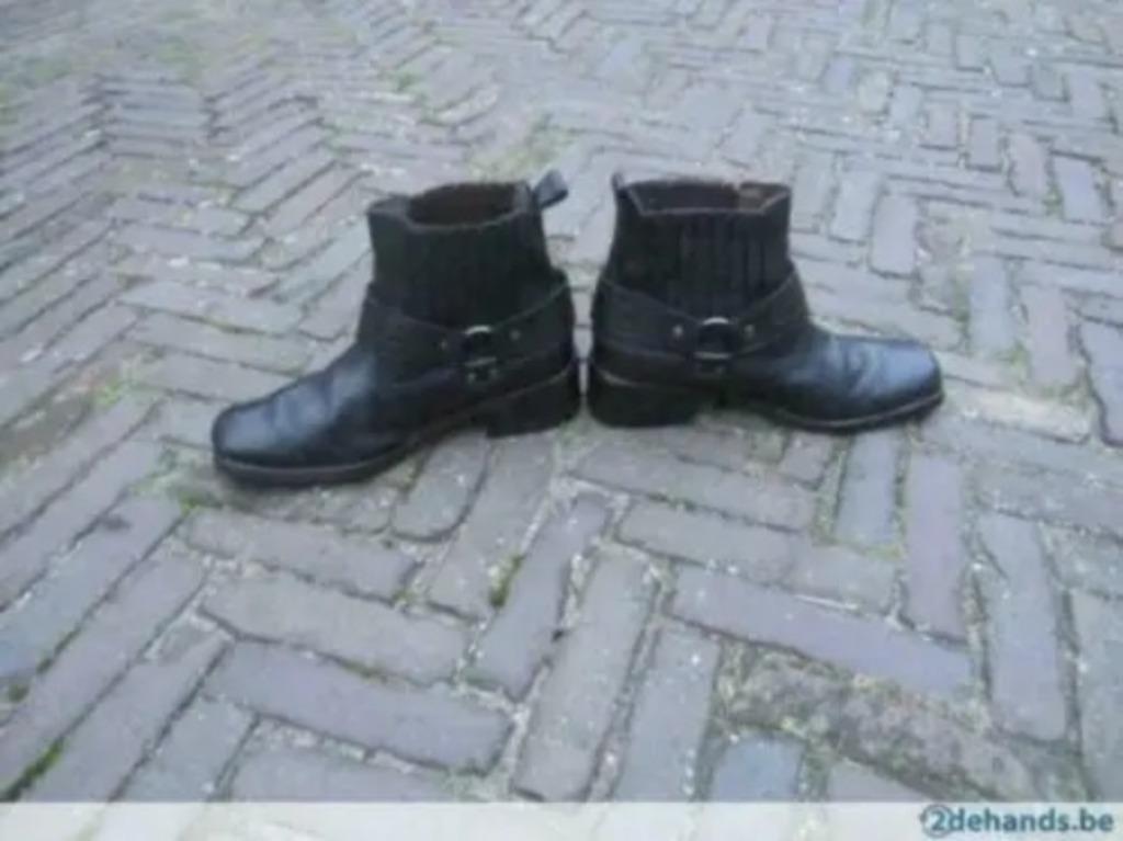Livraison gratuite bottes de motard en cuir noir cool taille, Envoi, Comme neuf, Bottes