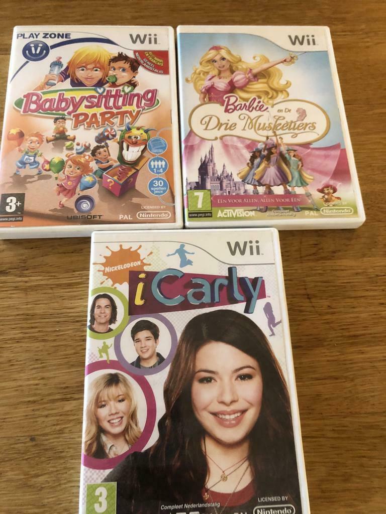 Lot Wii games - Barbie, iCarly en Babysitting party, Avontuur en Actie, Gebruikt, 2 spelers, Ophalen of Verzenden