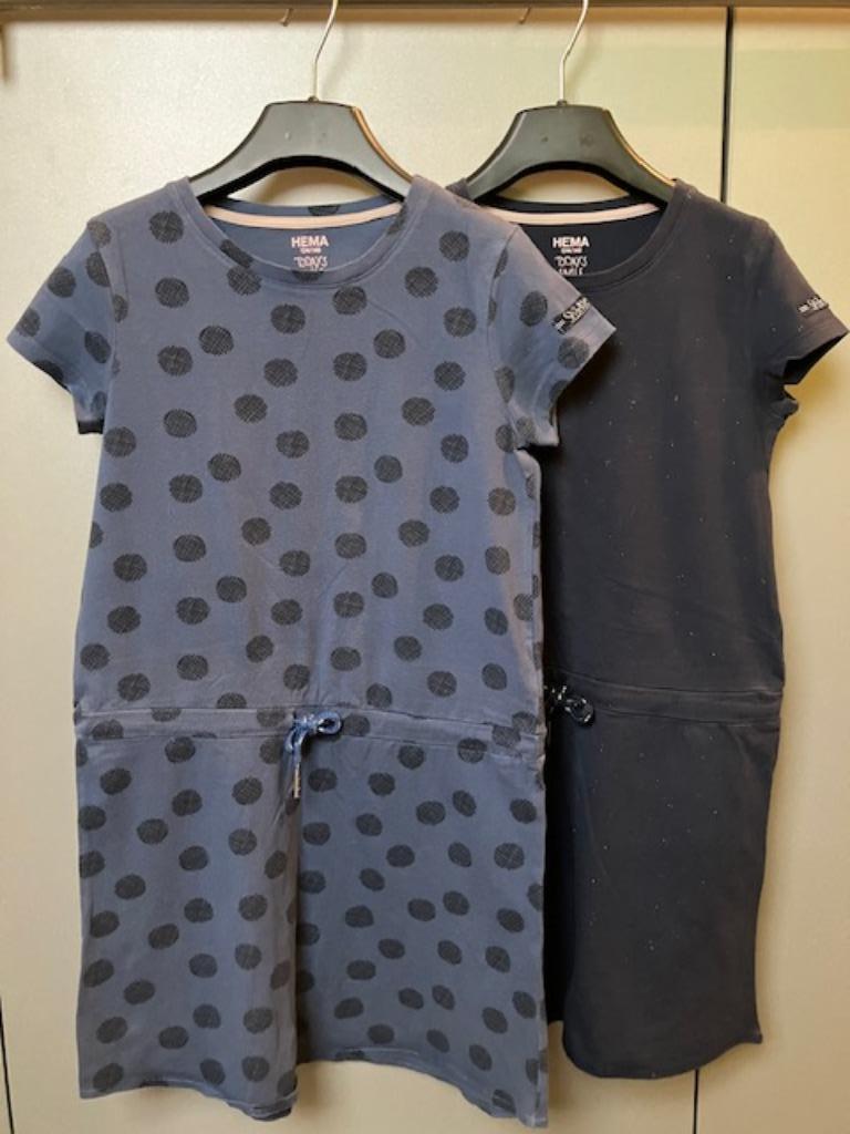 maat 134 kleedjes blauw  2 stuks, Kinderen en Baby's, Kinderkleding | Maat 134, Meisje, Ophalen of Verzenden, Zo goed als nieuw