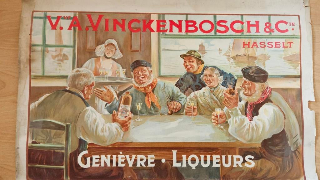 Antieke reclameposter distillerie A. Vinckenbosch Hasselt, Ophalen of Verzenden