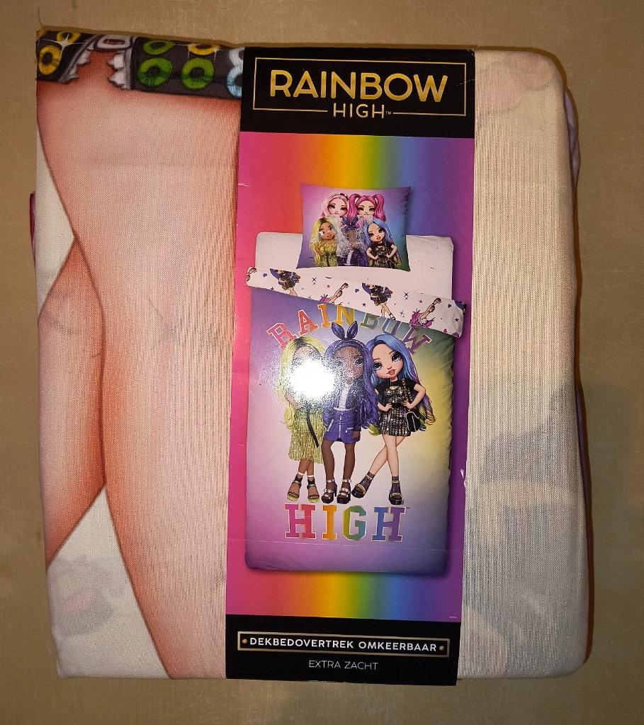Zacht 1persoons dekbedovertrek Rainbow High (nieuw), Neuf, Enlèvement ou Envoi, Autres couleurs, Housse de couette