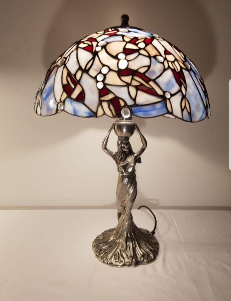 Lampe style Tiffany Fusco - Pied figuratif (Livraison Be), Enlèvement ou Envoi, Comme neuf, Verre, Tiffany