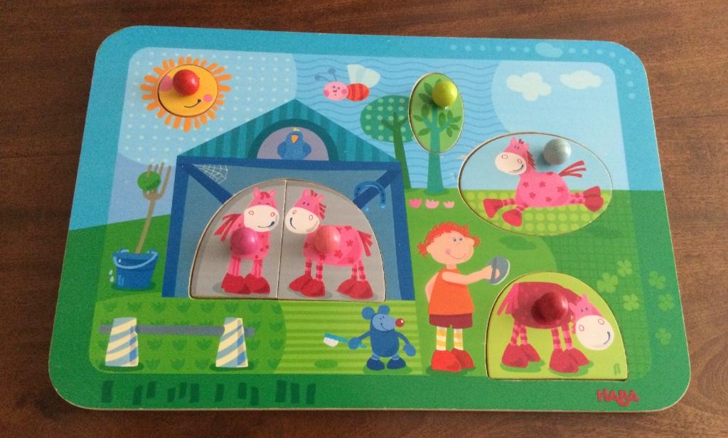 HABA Houten Puzzel boerderij, Ophalen, Minder dan 10 stukjes, Zo goed als nieuw, Van hout
