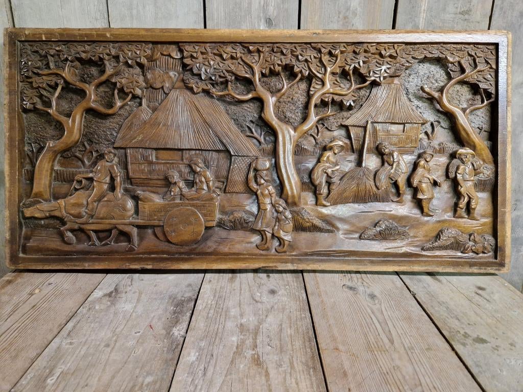 Basrelief in hardhout Oost Indonesië, Antiek en Kunst, Ophalen