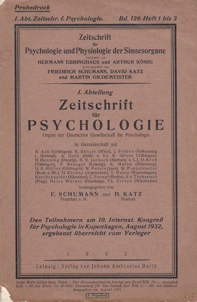 Zeitschrift f&uuml;r Psychologie und Physiologie der Sinneso, Boeken, Ophalen of Verzenden, Gelezen, Overige typen