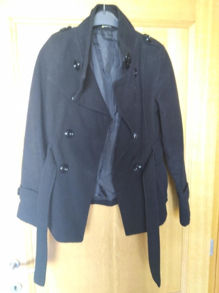 Zwarte winterjas appel's, Ophalen of Verzenden, Zo goed als nieuw, Maat 38/40 (M), Zwart