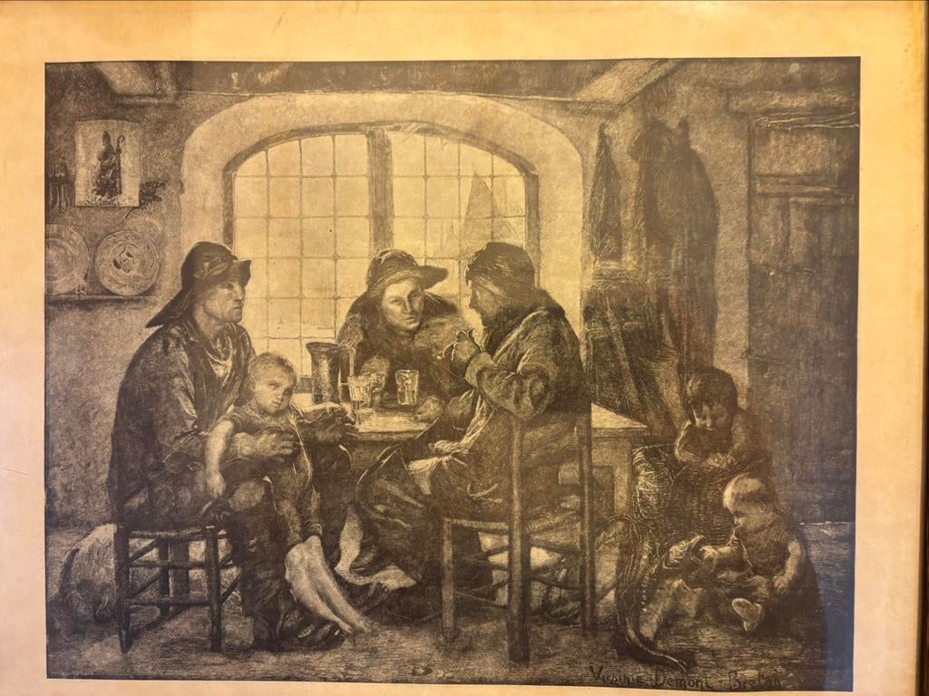 Virginie DEMONT - BRETON, Marins et enfants attablés, Antiquités & Art, Enlèvement ou Envoi