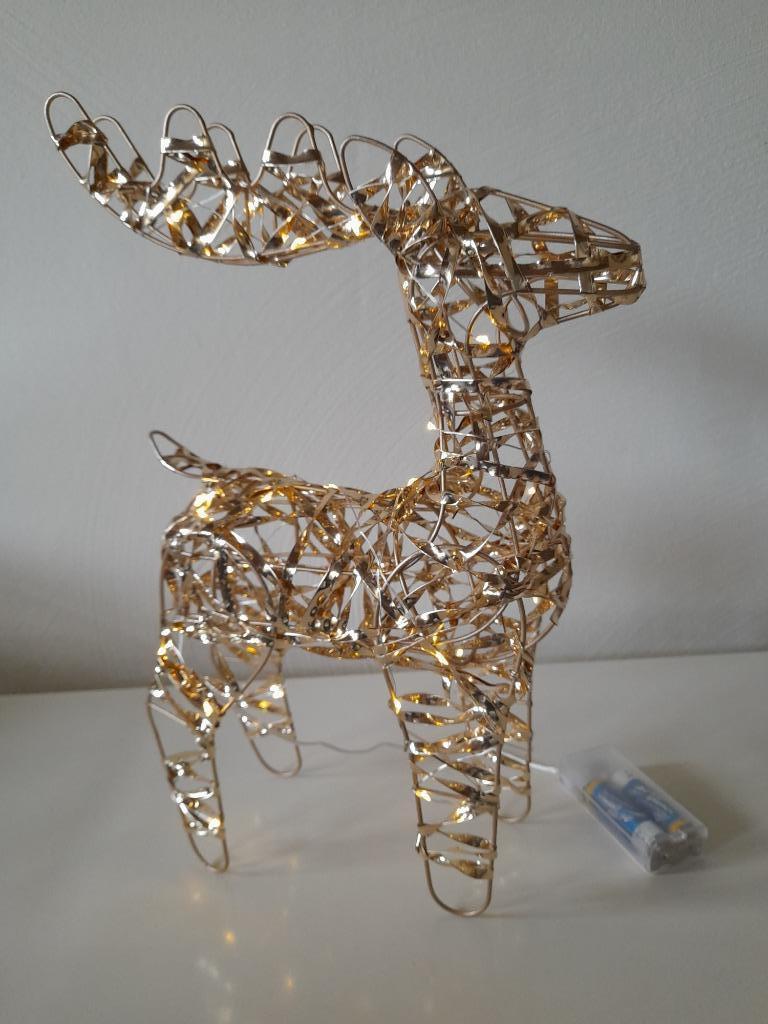 Kerst - Gouden rendier met lichtjes, Diversen, Ophalen of Verzenden, Nieuw