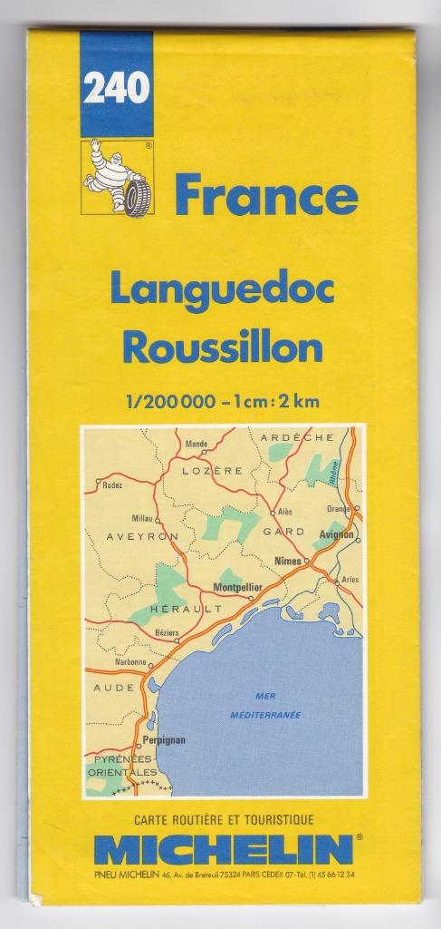 Carte Michelin 240 Languedoc Roussillon, Enlèvement ou Envoi, Michelin, Utilisé, Carte géographique