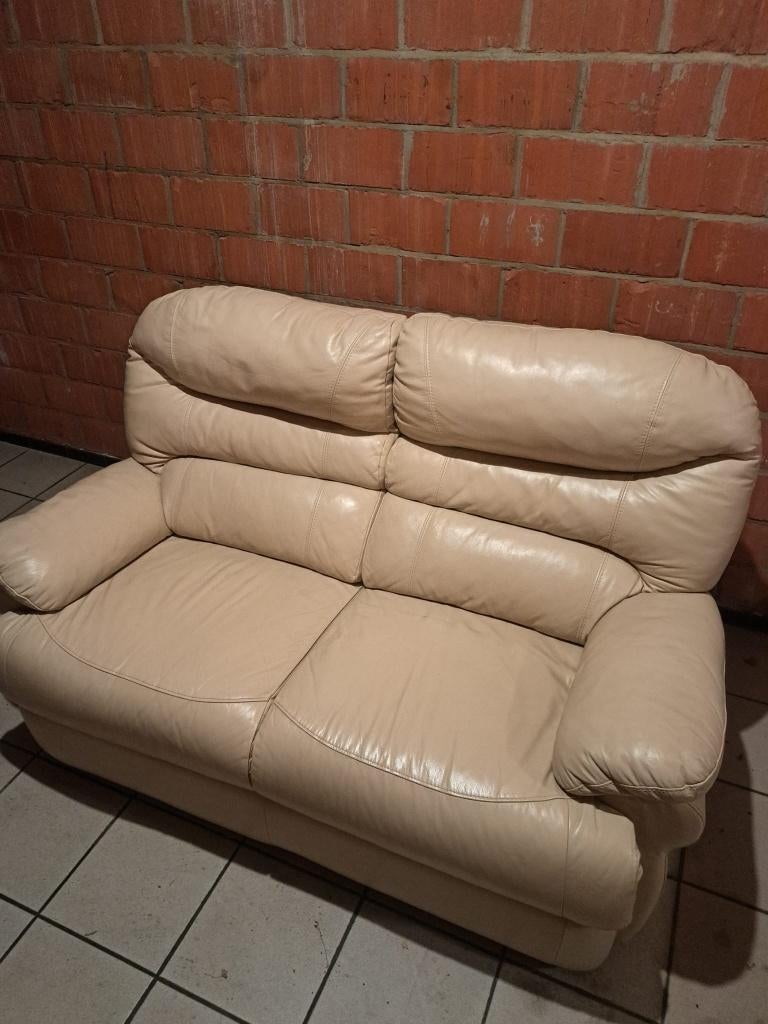 Lederen zetel set / tweezit en driezit, Enlèvement, Utilisé, Cuir, Trois personnes