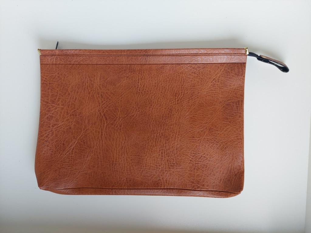 Leren aktetas/laptoptas zonder handvat - cognac kleur, Ophalen of Verzenden, Zo goed als nieuw, Aktetas