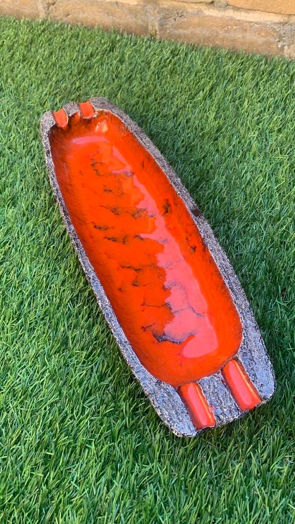 Magnifique cendrier rétro 42 cm rouge orangé, Enlèvement ou Envoi