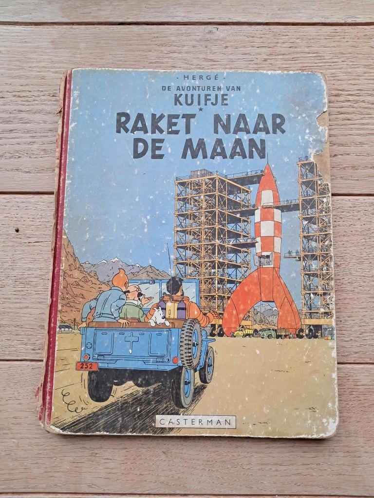 Raket naar de maan (1953) - Kuifje, Verzamelen, Ophalen of Verzenden, Kuifje, Gebruikt, Boek of Spel