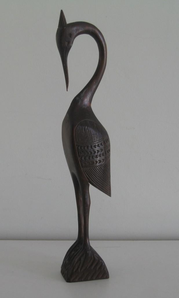 HOUTEN  KRAANVOGEL  -  4123, Antiek en Kunst, Ophalen