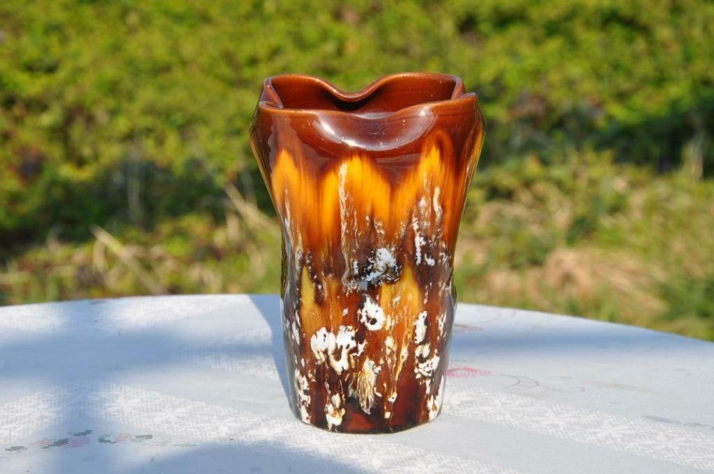 §  vase Vallauris chamarré brun et blanc, Ophalen of Verzenden