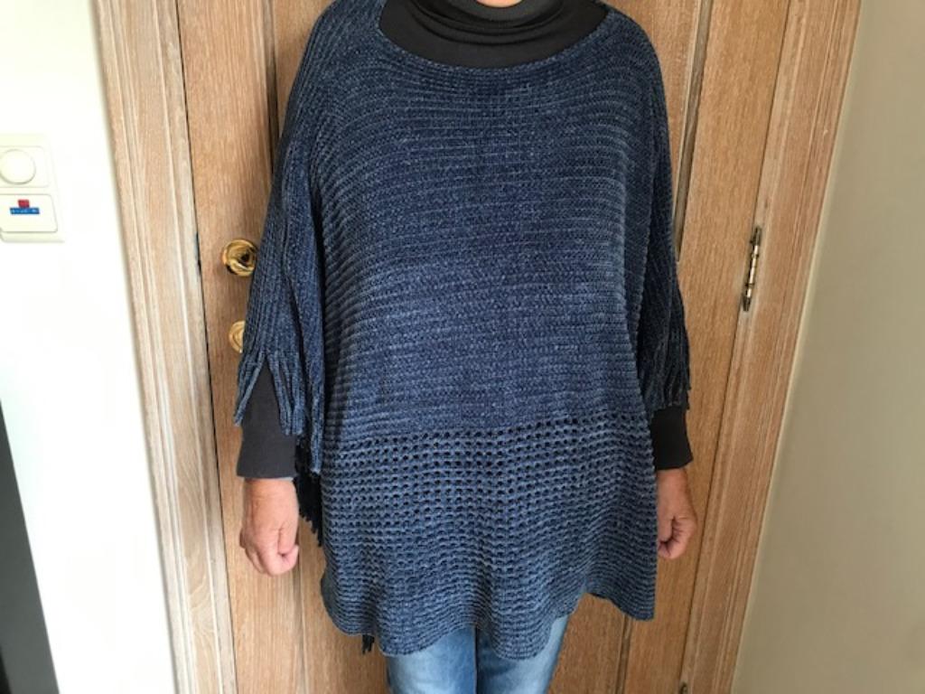 Nieuwe blauw+gespikkelde stola -  onesize (nr4324), Ophalen of Verzenden, Nieuw, Blauw