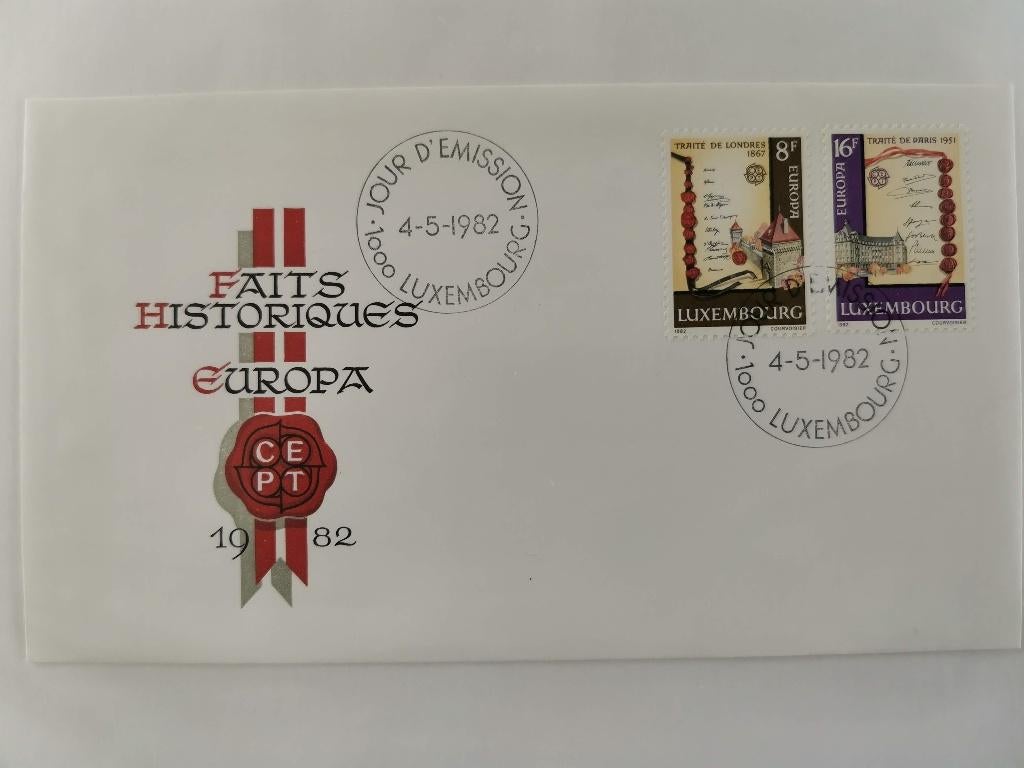 Luxemburg 1982 - FDC - verdragen van Londen en Parijs, Ophalen of Verzenden, Luxemburg, Gestempeld