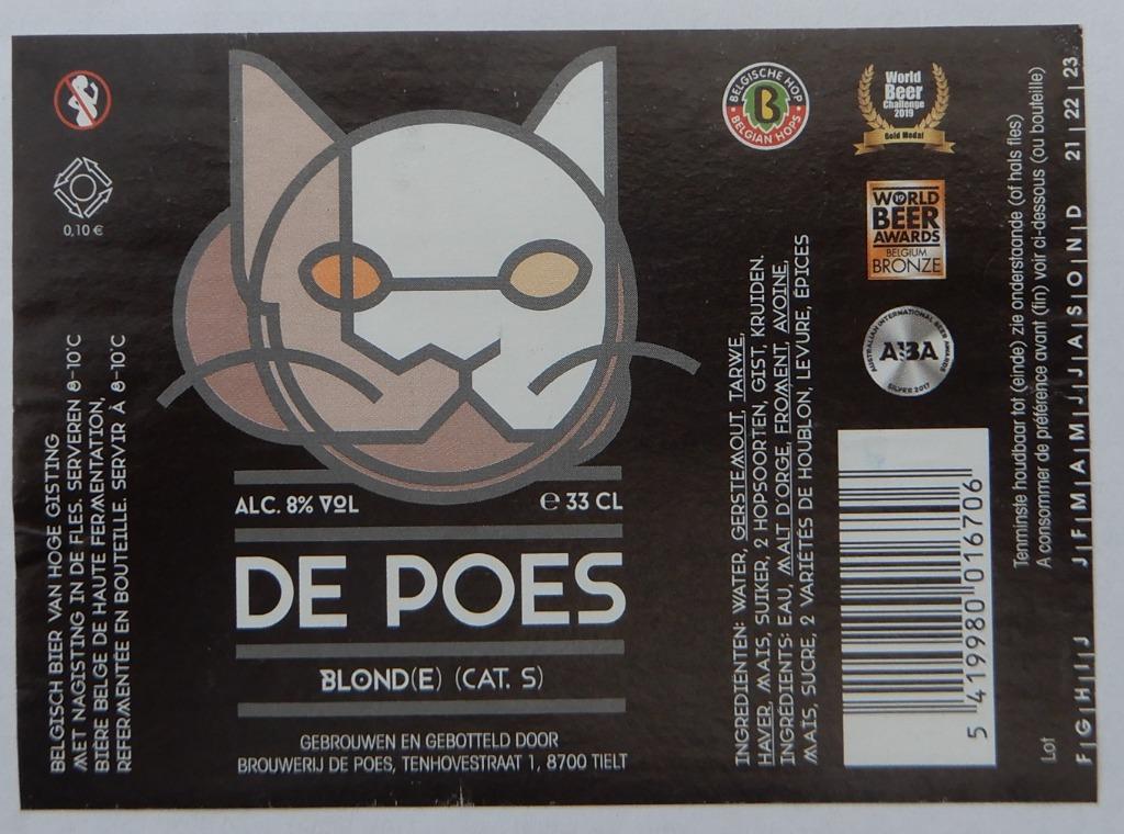 Étiquette de bière Blonde Brasserie De Poes (11i8), Envoi, Utilisé
