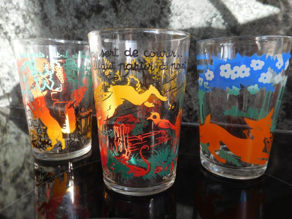 3 verres issus des fables de La Fontaine, Enlèvement ou Envoi, Neuf, Verre à eau