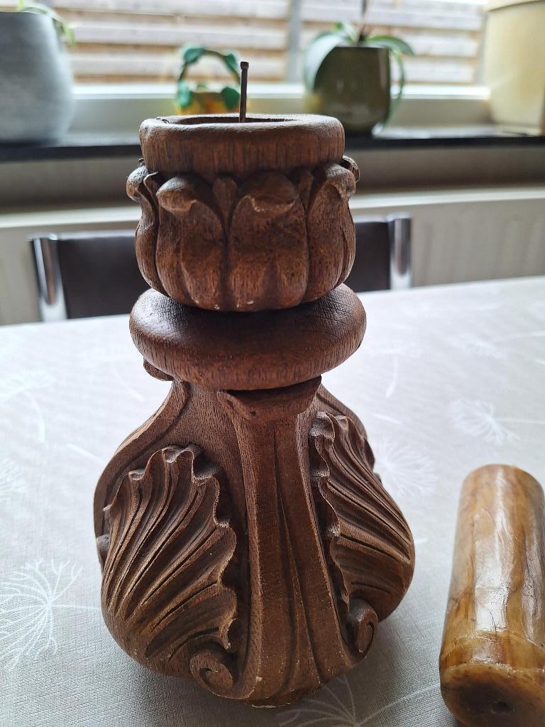 kandelaar (hout), Ophalen, Gebruikt, Bruin, Kandelaar