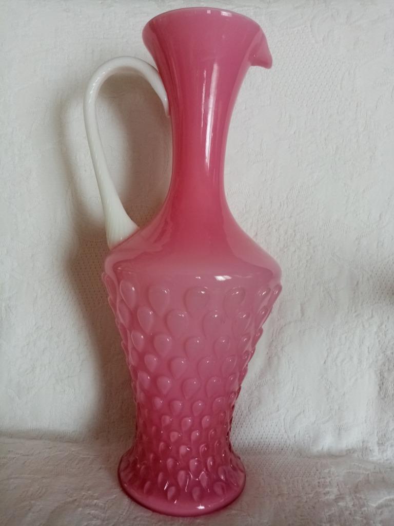 Cruche en opaline/verre  Italienne de Florence 1960/70 38cm, Enlèvement ou Envoi