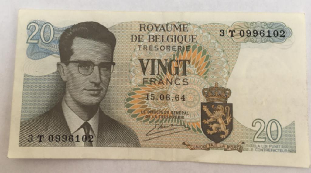 bankbiljet 20 Belgische frank, Postzegels en Munten, Ophalen, Setje