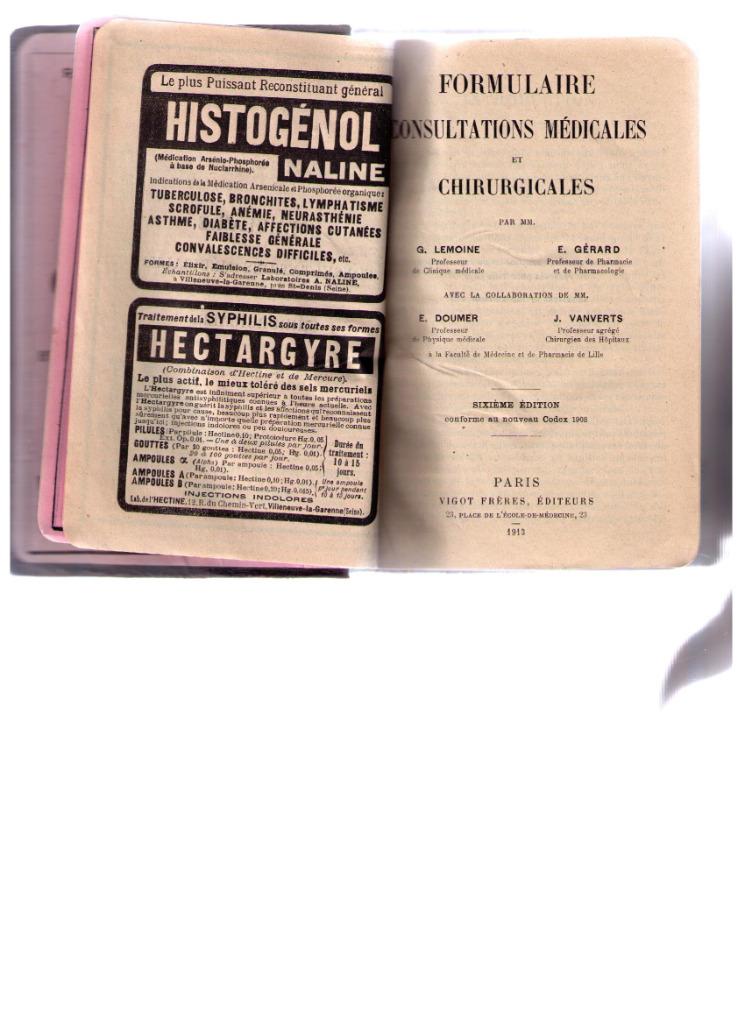 Formulaire consultations médicales & chirugicales 1913, Enlèvement ou Envoi, Utilisé, Lemoine & Gérard