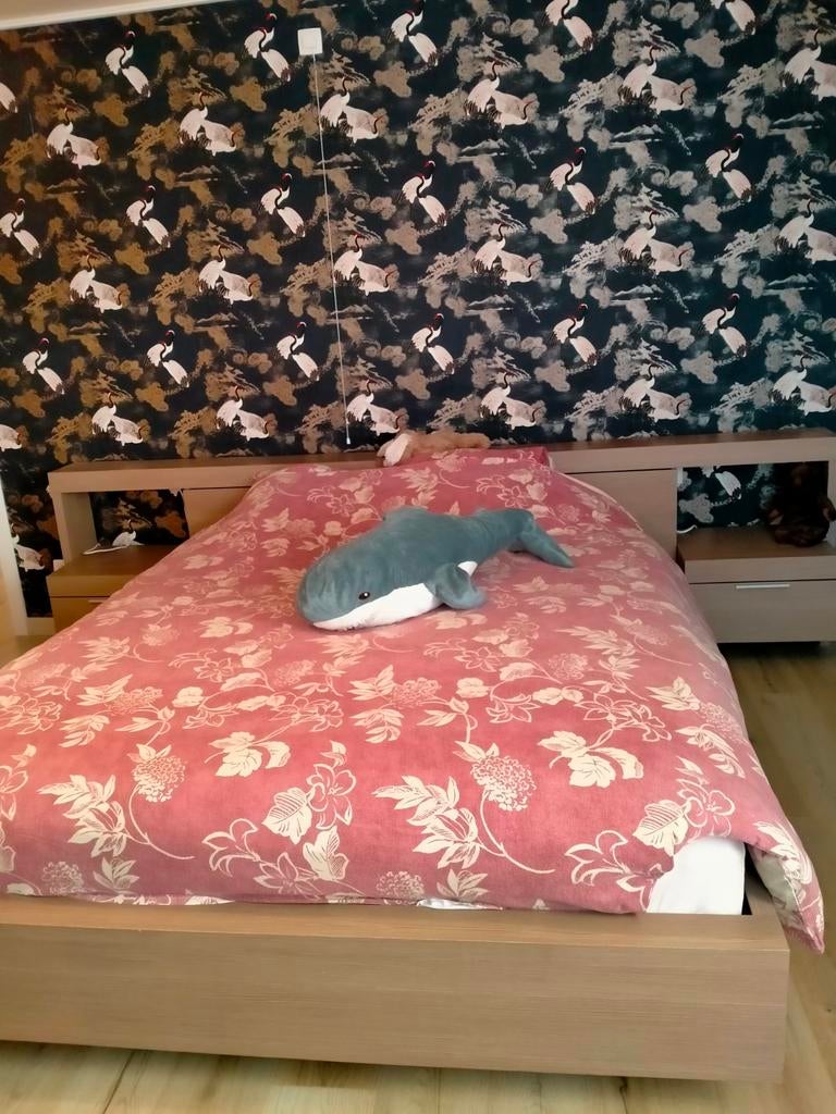 modern Bed met commode en spiegel, Ophalen