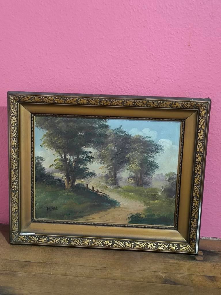 Tableau ancien représentant un paysage champêtre, Antiquités & Art, Art | Peinture | Classique, Enlèvement